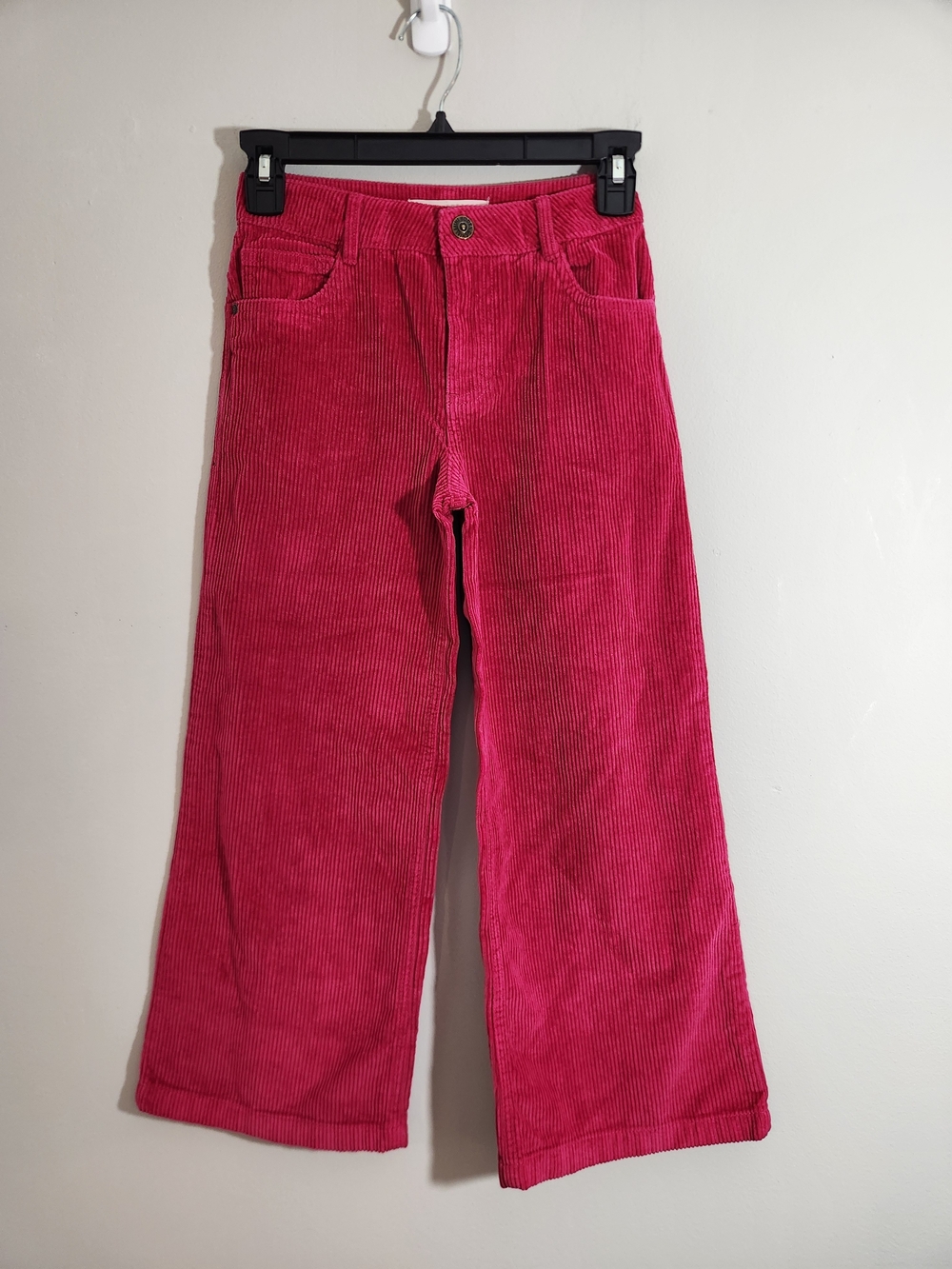 Mini Boden Bright Pink Corduroy Wide Leg Pants 7-8 Y Girls Barbiecore Bubblegum